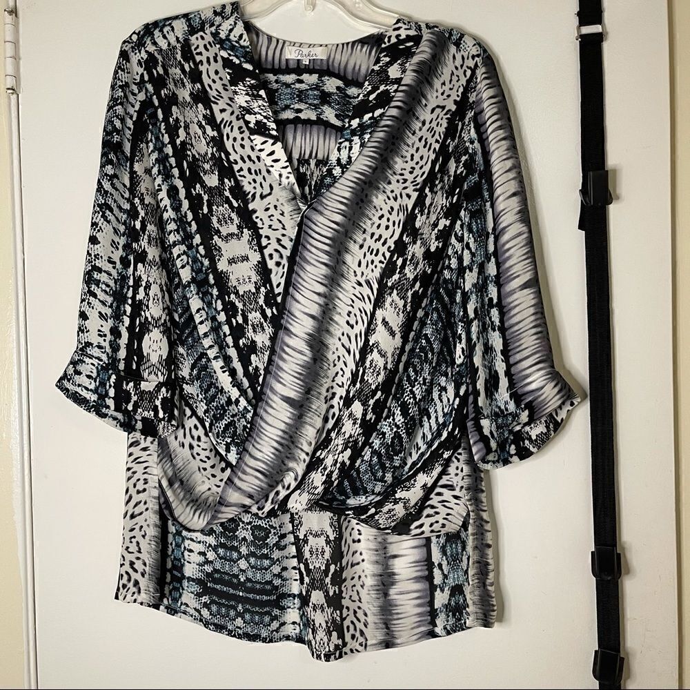 Parker Multi Python Snakeskinsilk Blouse Top - image 1